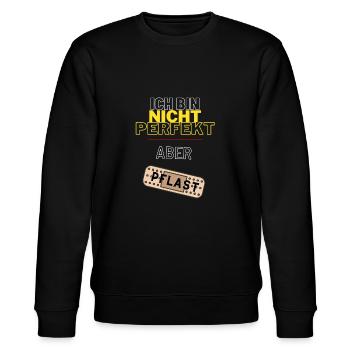 Ich bin nicht perfekt, aber Pflast - Stanley/Stella Unisex Bio-Sweatshirt CHANGER  - Schwarz - Vorne - Nik (191cm) & Marisol (170cm)