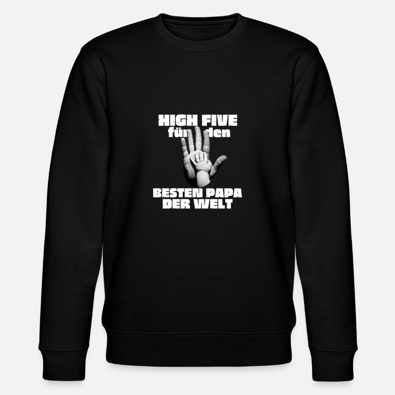 Bester Papa Vater Kind Shirt Vatertag Geschenk - Stanley/Stella Unisex Bio-Sweatshirt CHANGER  - Schwarz