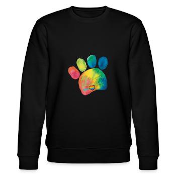 Pfoten Sklave von Herzen - lustiges Statement - Stanley/Stella Unisex Bio-Sweatshirt CHANGER  - Schwarz - Vorne - Nik (191cm) & Marisol (170cm)