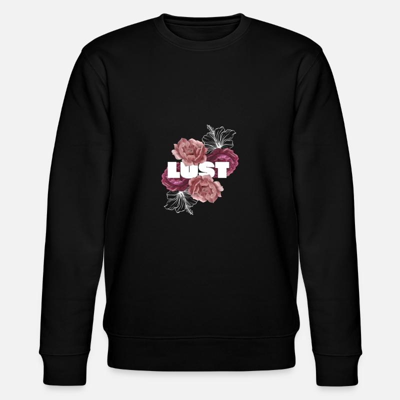 "Lust" mit rosa Rosenhintergrund - Stanley/Stella Unisex Bio-Sweatshirt CHANGER  - Schwarz