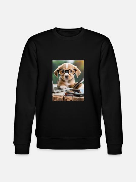 Hund mit Brille - Stanley/Stella Unisex Bio-Sweatshirt CHANGER  - Schwarz
