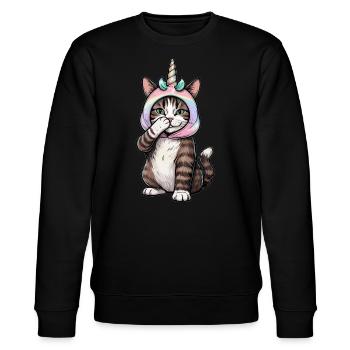 Unicorn Cat - Stanley/Stella CHANGER Unisex Organic Sweatshirt - black - Front - Nik (191cm) & Marisol (170cm)