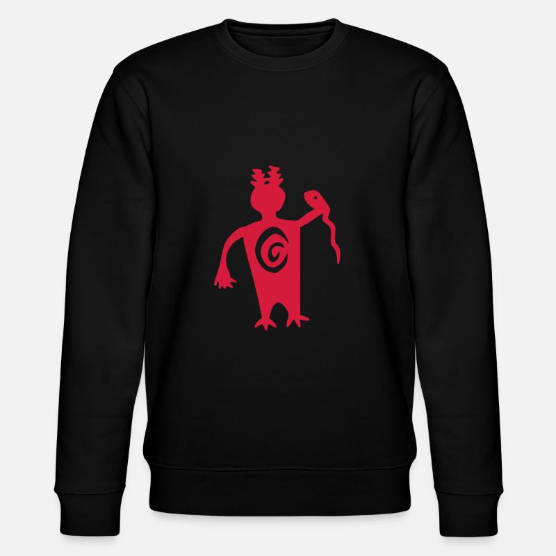 petroglyphe schamane vektor - Stanley/Stella Unisex Bio-Sweatshirt CHANGER  - Schwarz