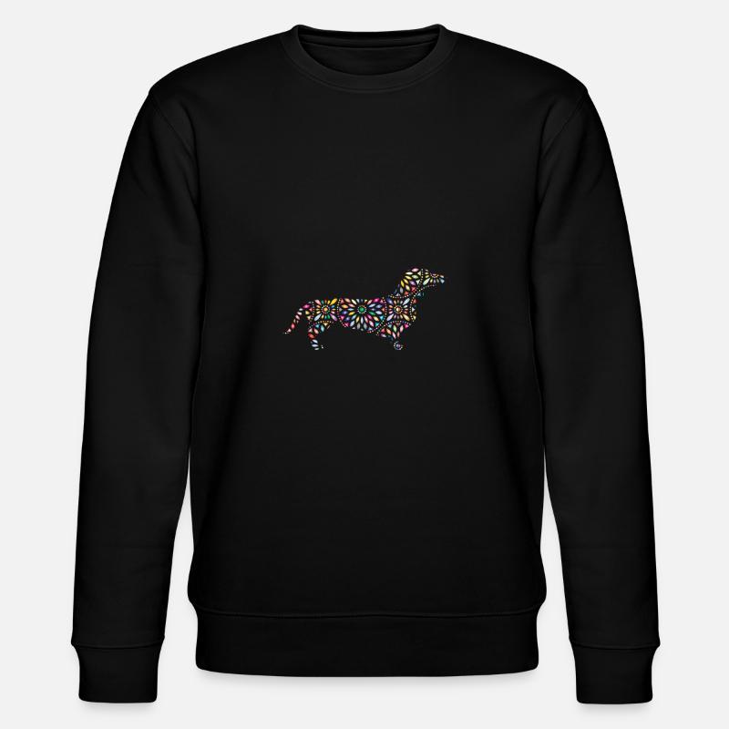 Chien teckel fleurs mandarine cadeau - Sweat bio CHANGER Stanley/Stella Unisexe - noir
