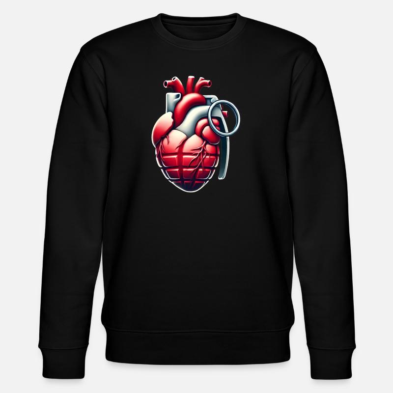 Explosive Heart Grenade Design - Stanley/Stella CHANGER Unisex Organic Sweatshirt - black
