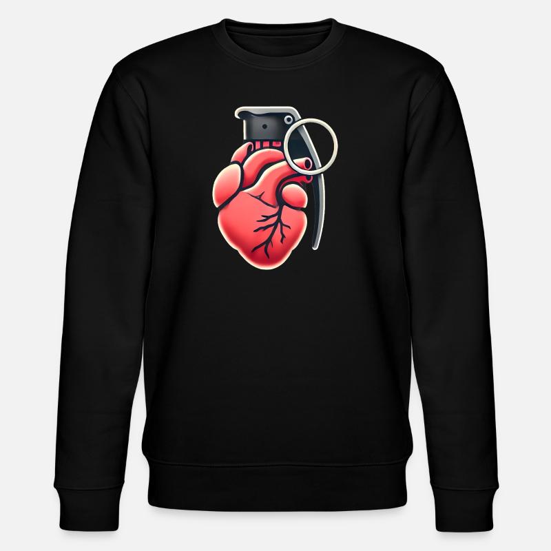 Explosive Heart Grenade Design - Stanley/Stella CHANGER Unisex Organic Sweatshirt - black