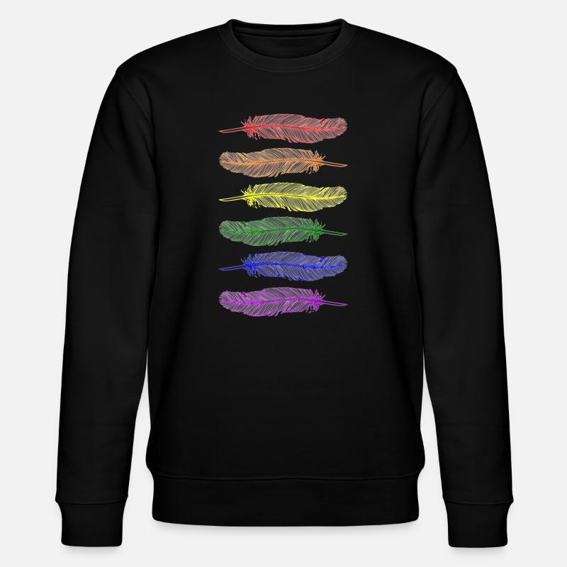 Feathers Rainbow - Stanley/Stella CHANGER Unisex Organic Sweatshirt - black