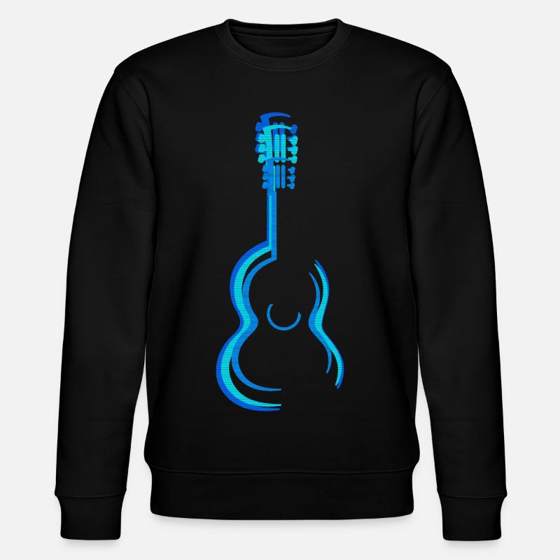 Blue Acoustic Classical Guitar Graphics - Stanley/Stella CHANGER Unisex Organic Sweatshirt - black