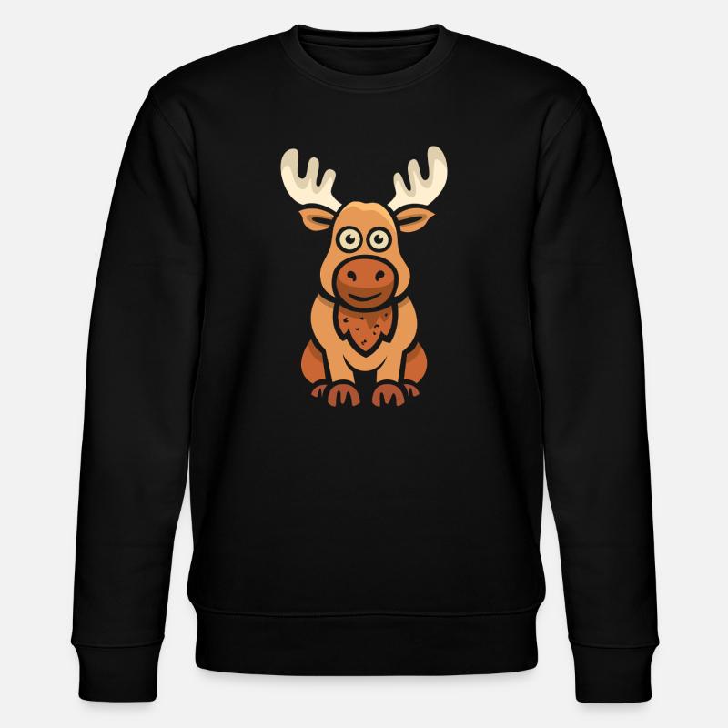 Süßer Cartoon Elch - Stanley/Stella Unisex Bio-Sweatshirt CHANGER  - Schwarz