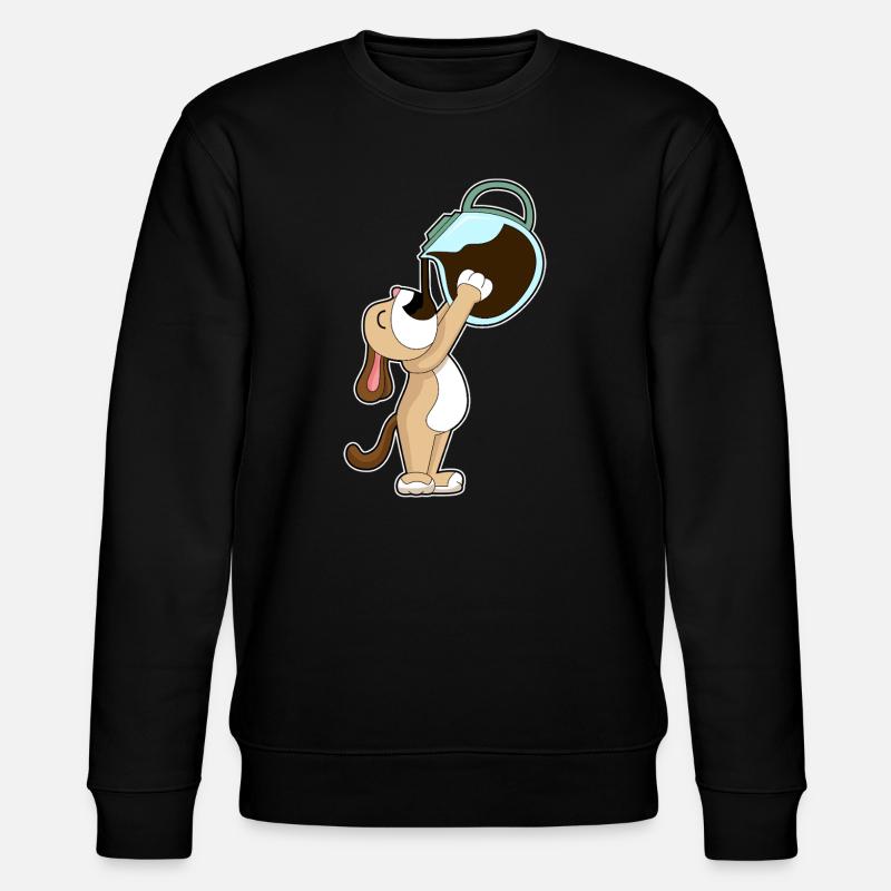 Hund Kaffee Kaffeekanne - Stanley/Stella Unisex Bio-Sweatshirt CHANGER  - Schwarz