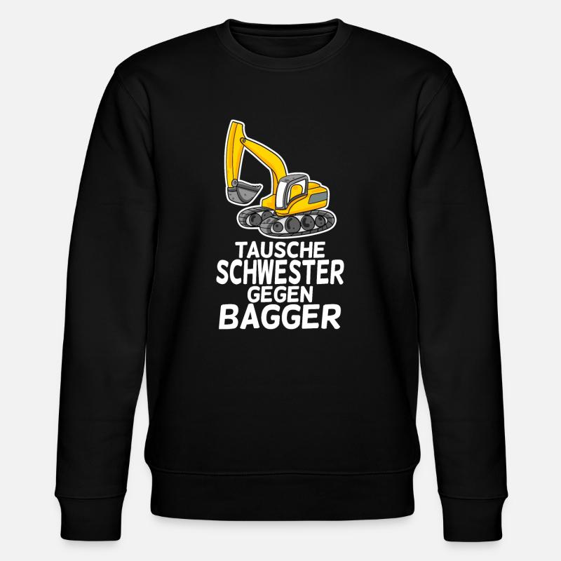 Tausche Schwester gegen Bagger - Stanley/Stella Unisex Bio-Sweatshirt CHANGER - Schwarz