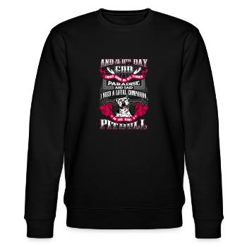 Pit Bull Pitbull Treuer Begleiter Gebet Geschenk - Stanley/Stella Unisex Bio-Sweatshirt CHANGER  - Schwarz - Vorne - Nik (191cm) & Marisol (170cm)