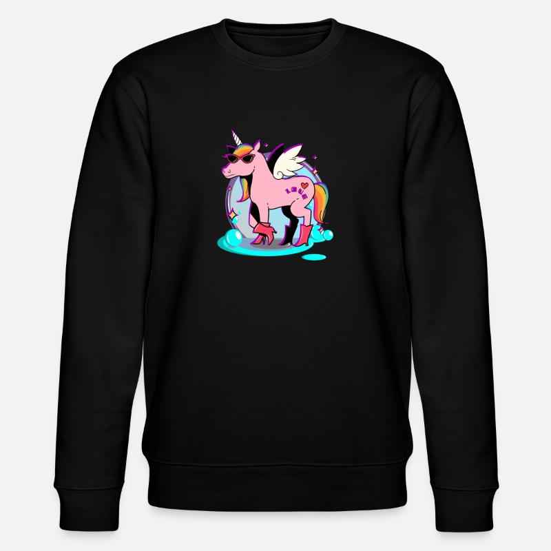 Pinkes Pferd - Einhorn - Stanley/Stella Unisex Bio-Sweatshirt CHANGER  - Schwarz