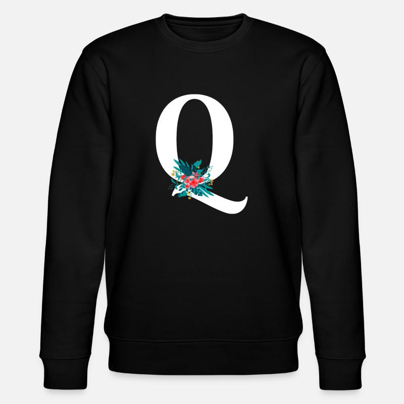letter Q flowered - Stanley/Stella CHANGER Unisex Organic Sweatshirt - black