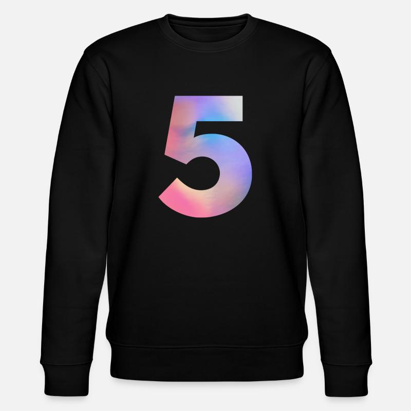 Bunte Zahl 5 - Stanley/Stella Unisex Bio-Sweatshirt CHANGER - Schwarz