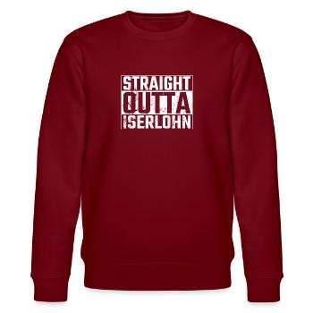Straight Outta Iserlohn Iserlohner Ruhr - Stanley/Stella Unisex Bio-Sweatshirt CHANGER  - Burgunderrot - Vorne - Nik (191cm) & Marisol (170cm)