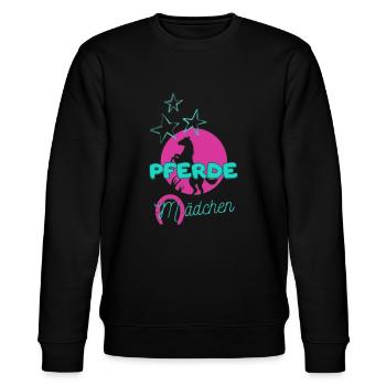 I love clothes / Pferde Mädchen (helles Design) - Stanley/Stella Unisex Bio-Sweatshirt CHANGER  - Schwarz - Vorne - Nik (191cm) & Marisol (170cm)