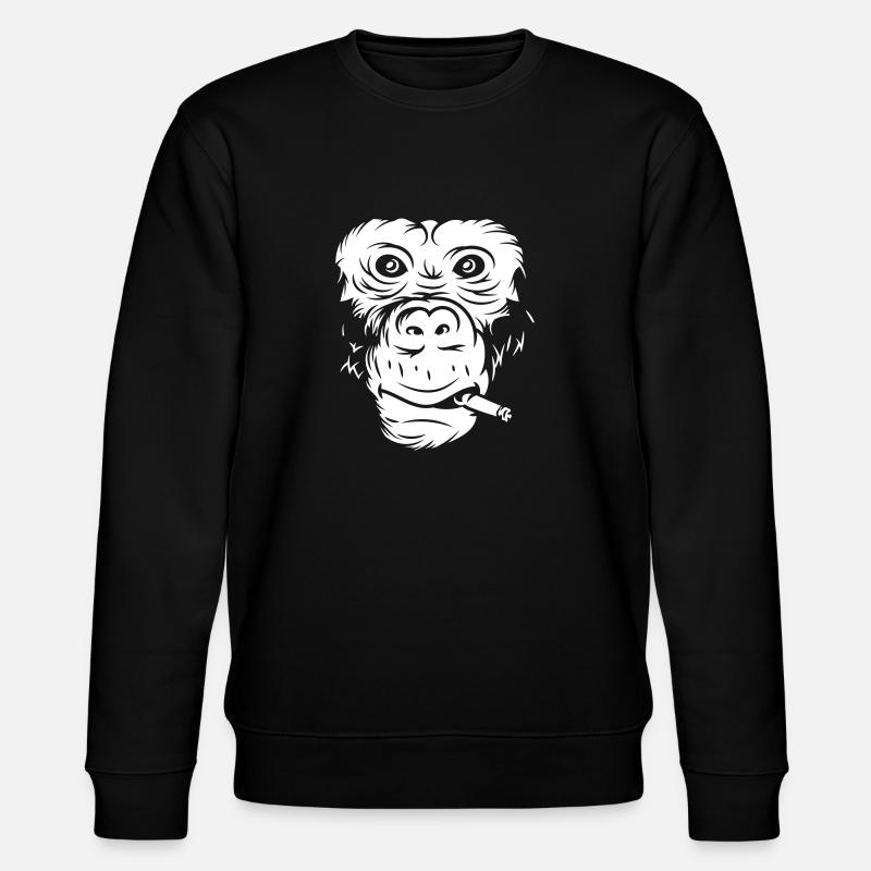 Cooles Affengesicht mit Zigarette - Stanley/Stella Unisex Bio-Sweatshirt CHANGER  - Schwarz