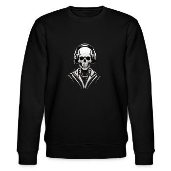 Skelleton DJ direct view - Stanley/Stella Unisex Bio-Sweatshirt CHANGER  - Schwarz - Vorne - Nik (191cm) & Marisol (170cm)