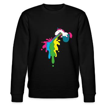 Unicorn Puke Rainbow Pocket - Stanley/Stella CHANGER Unisex Organic Sweatshirt - black - Front - Nik (191cm) & Marisol (170cm)