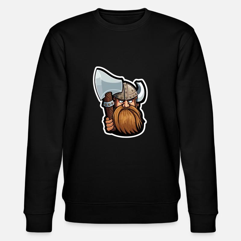 Olaf, der Kühne: Cartoon-Wikinger Olaf - Stanley/Stella Unisex Bio-Sweatshirt CHANGER  - Schwarz