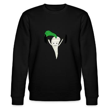Rettich, fitness, gewichte heben,Gemüse,sport - Stanley/Stella Unisex Bio-Sweatshirt CHANGER  - Schwarz - Vorne - Nik (191cm) & Marisol (170cm)