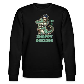 I'm a Snappy Dresser - Cute Crocodile Pun - Stanley/Stella CHANGER Unisex Organic Sweatshirt - black - Front - Nik (191cm) & Marisol (170cm)