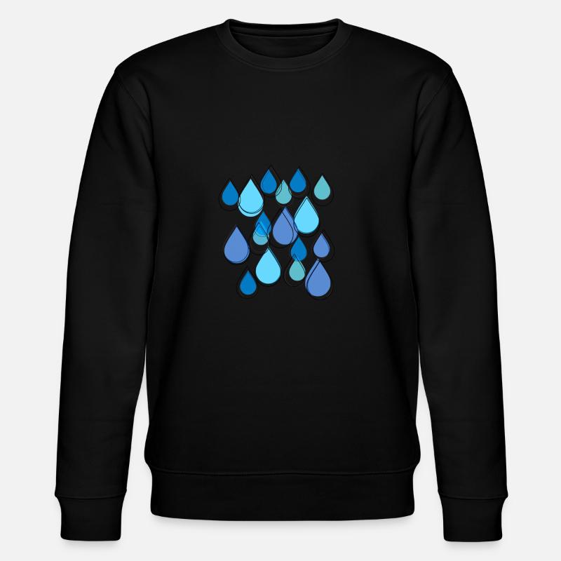 Rain, Drops, Raindrops, Blue - Stanley/Stella CHANGER Unisex Organic Sweatshirt - black