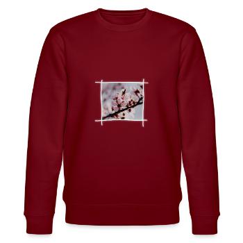 Kirschblüten & Kirschbaum - Stanley/Stella Unisex Bio-Sweatshirt CHANGER  - Burgunderrot - Vorne - Nik (191cm) & Marisol (170cm)