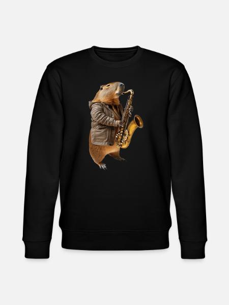 Capybara Saxophone - Stanley/Stella CHANGER Unisex Organic Sweatshirt - black
