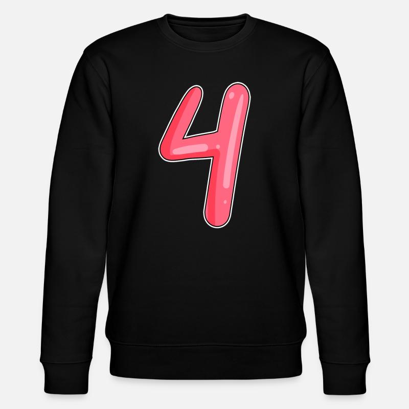 4 - Vier Zahl Nummer - Stanley/Stella Unisex Bio-Sweatshirt CHANGER  - Schwarz