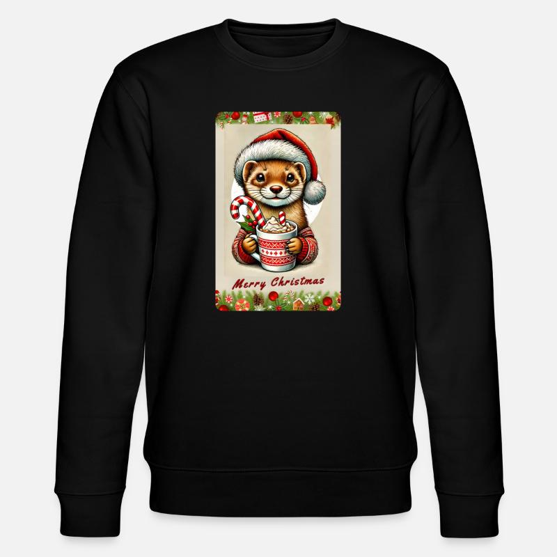 Weihnachts-Marder mit heißer Schokolade - Stanley/Stella Unisex Bio-Sweatshirt CHANGER - Schwarz