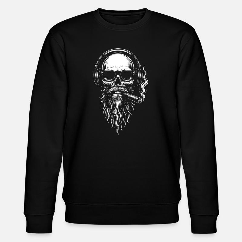 Crâne monochrome DJ avec barbe - Sweat bio CHANGER Stanley/Stella Unisexe - noir
