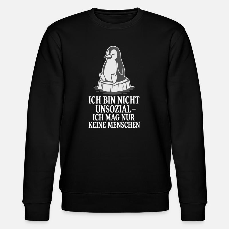 Pinguin auf Eis mit Spruch - Stanley/Stella CHANGER Unisex Organic Sweatshirt - black