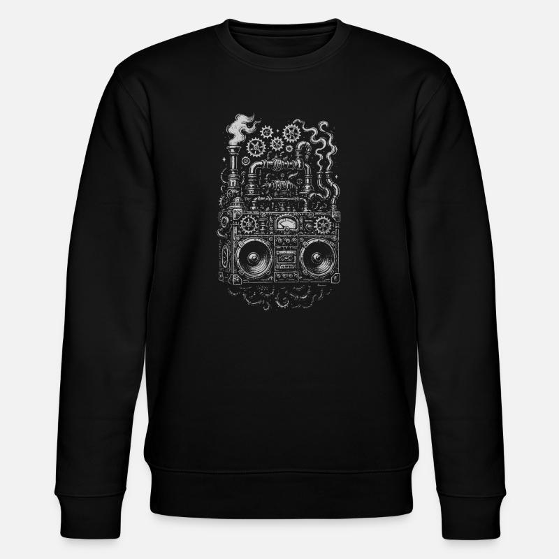 Steampunk Ghettoblaster-Zahnräder - Stanley/Stella Unisex Bio-Sweatshirt CHANGER  - Schwarz