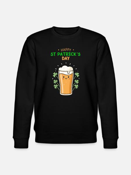 Happy St Patrick's Day Beer - Stanley/Stella CHANGER Unisex Organic Sweatshirt - black