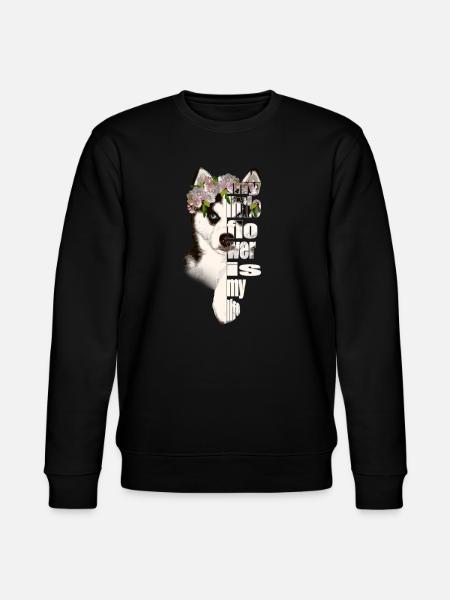 Husky mit Blumenkranz Lebensliebe - Stanley/Stella Unisex Bio-Sweatshirt CHANGER - Schwarz