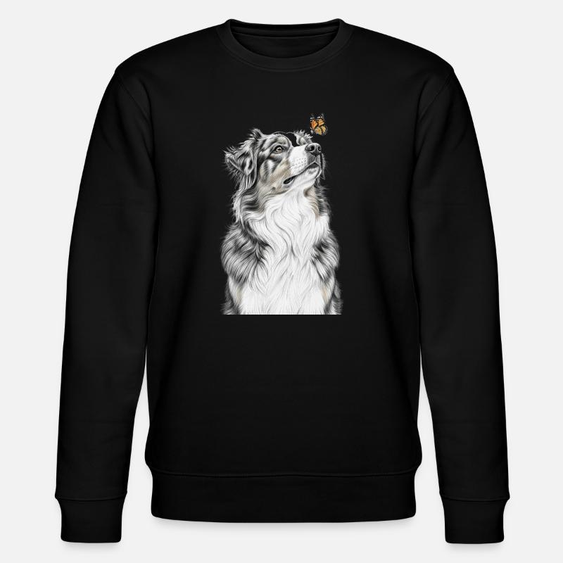Aussie blickt Schmetterling Australian Shepherd - Stanley/Stella Unisex Bio-Sweatshirt CHANGER - Schwarz