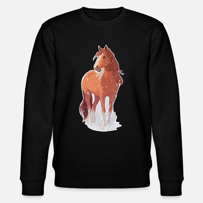 Pferd mit Schneeflocken - Stanley/Stella Unisex Bio-Sweatshirt CHANGER  - Schwarz