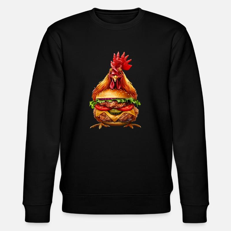 Hühner Huhn Burger - Stanley/Stella Unisex Bio-Sweatshirt CHANGER  - Schwarz