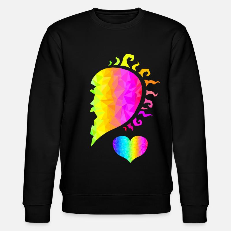Herzhälfte rosa bunt - Stanley/Stella Unisex Bio-Sweatshirt CHANGER  - Schwarz
