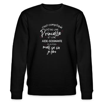 T-shirt Princesse Aide Soignante - cadeau drôle - Sweat bio CHANGER Stanley/Stella Unisexe - noir - Devant - Nik (191cm) & Marisol (170cm)