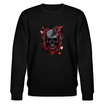 Splash mehrfarbiger Totenkopf. Pokerface - Stanley/Stella Unisex Bio-Sweatshirt CHANGER  - Schwarz - Vorne - Nik (191cm) & Marisol (170cm)