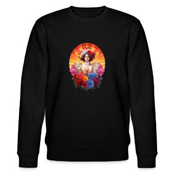 Portrait of a Woman in Floral Splendor - Stanley/Stella CHANGER Unisex Organic Sweatshirt - black - Front - Nik (191cm) & Marisol (170cm)