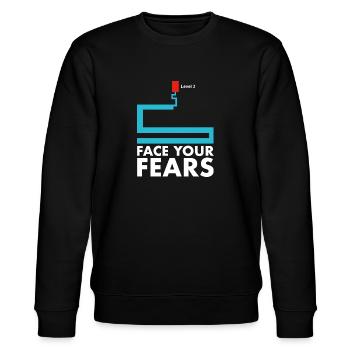 Lustige 90er 00er Jahre Crazy Maze Horror Jumpscare Prank - Stanley/Stella Unisex Bio-Sweatshirt CHANGER  - Schwarz - Vorne - Nik (191cm) & Marisol (170cm)