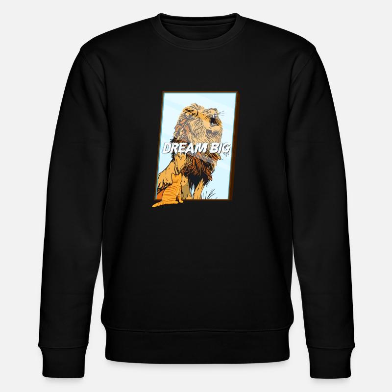 Dream Big Katze Löwe - Stanley/Stella Unisex Bio-Sweatshirt CHANGER  - Schwarz