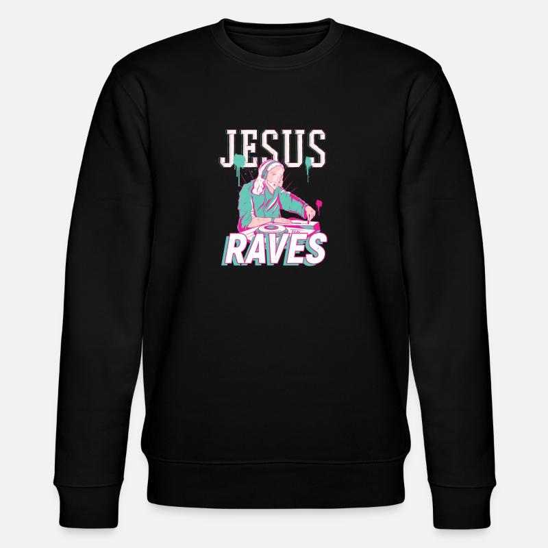 Rave Jesus - Techno DJ - Stanley/Stella Unisex Bio-Sweatshirt CHANGER  - Schwarz