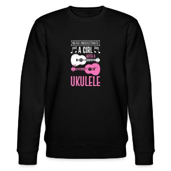 Musician Uke Ukulele Unique Ukulelist - Stanley/Stella CHANGER Unisex Organic Sweatshirt - black - Front - Nik (191cm) & Marisol (170cm)