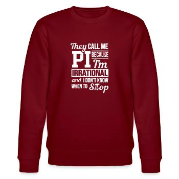 Pi Day T Shirt - Stanley/Stella Unisex Bio-Sweatshirt CHANGER  - Burgunderrot - Vorne - Nik (191cm) & Marisol (170cm)