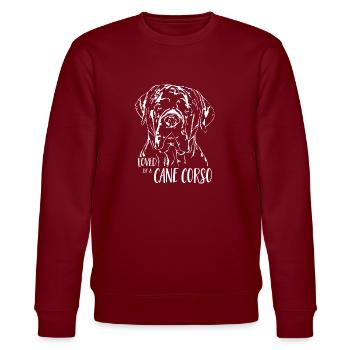 CANE CORSO ITALIANO loved by a Cane Corso Wilsigns - Stanley/Stella Unisex Bio-Sweatshirt CHANGER  - Burgunderrot - Vorne - Nik (191cm) & Marisol (170cm)